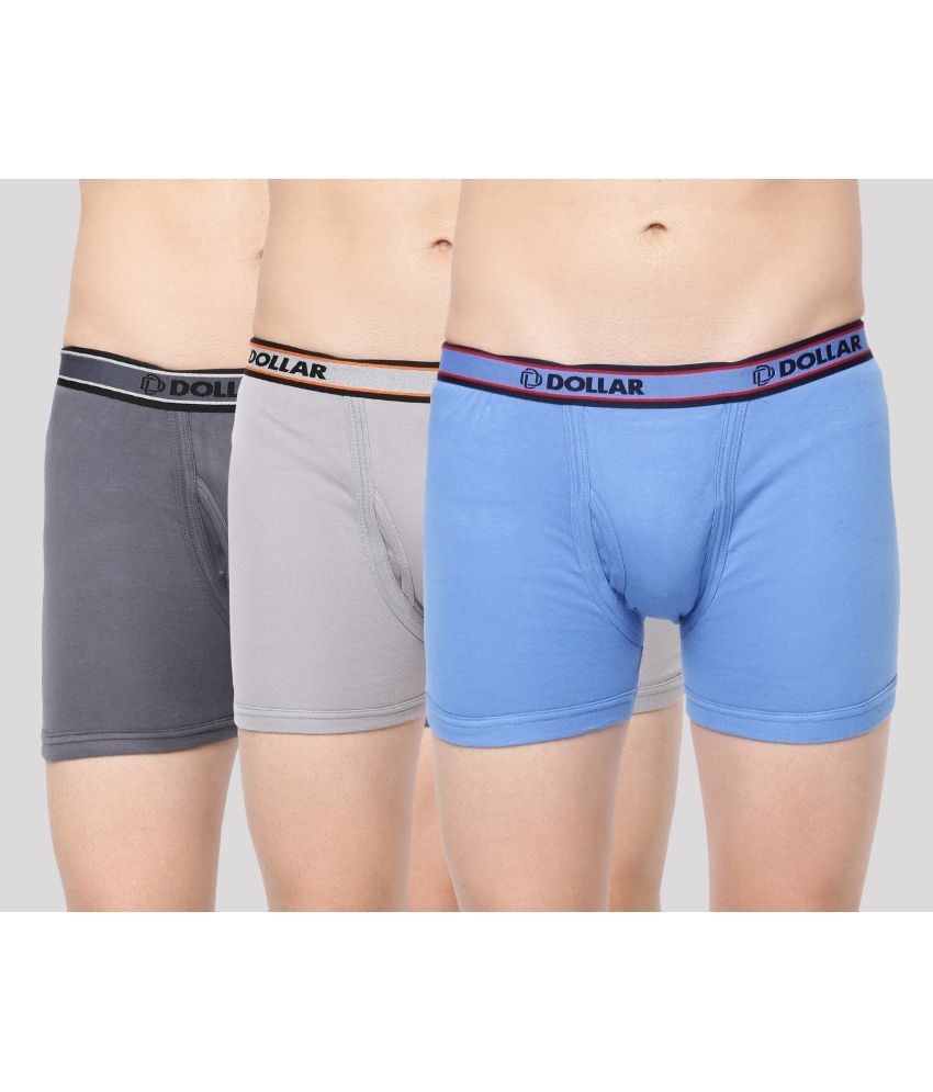     			Pack of 3 Dollar Bigboss Assorted Solid Cotton Blend Men Trunk