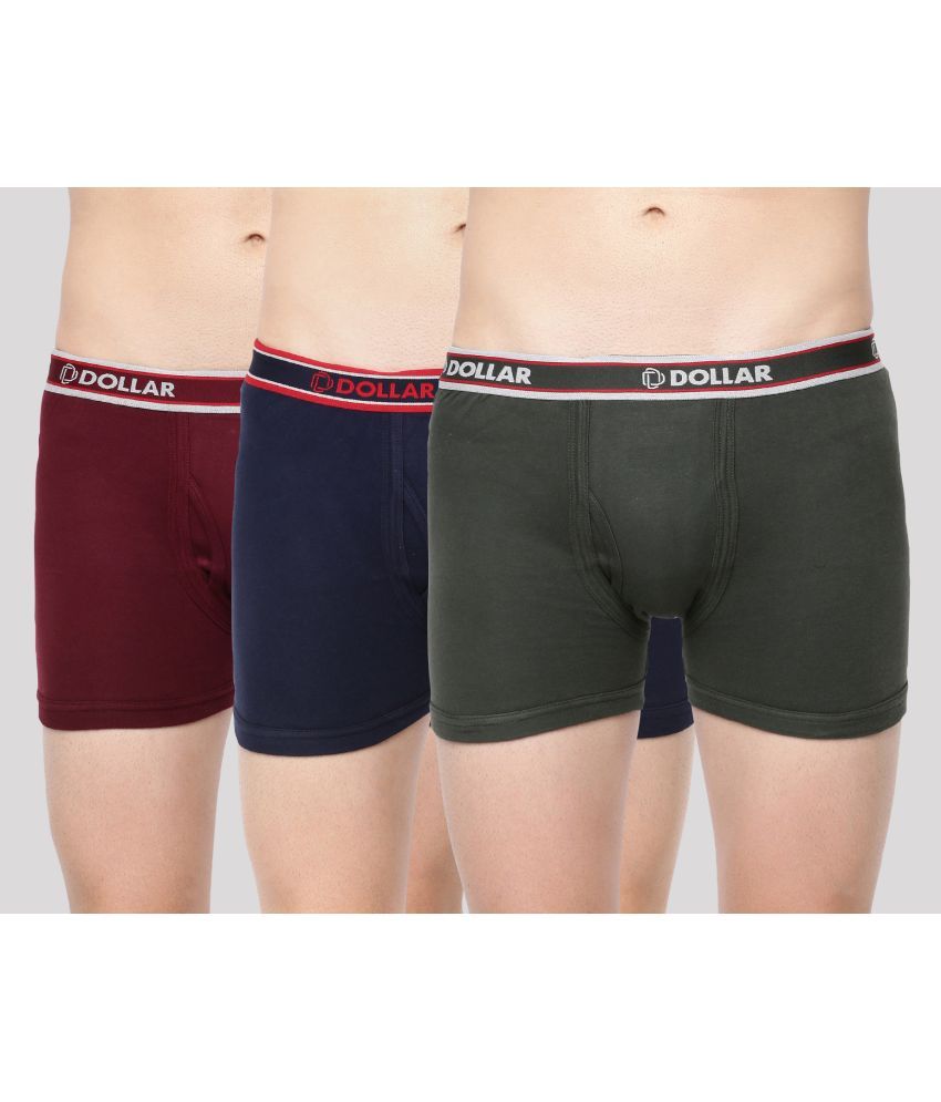     			Pack of 3 Dollar Bigboss Assorted Solid Cotton Blend Men Trunk