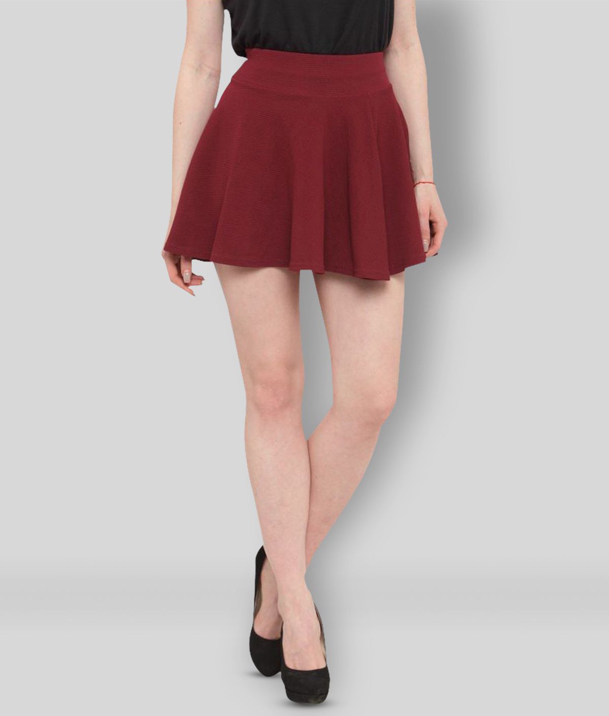 N-Gal - Maroon Cotton Women's Circle Skirt ( Pack of 1 )