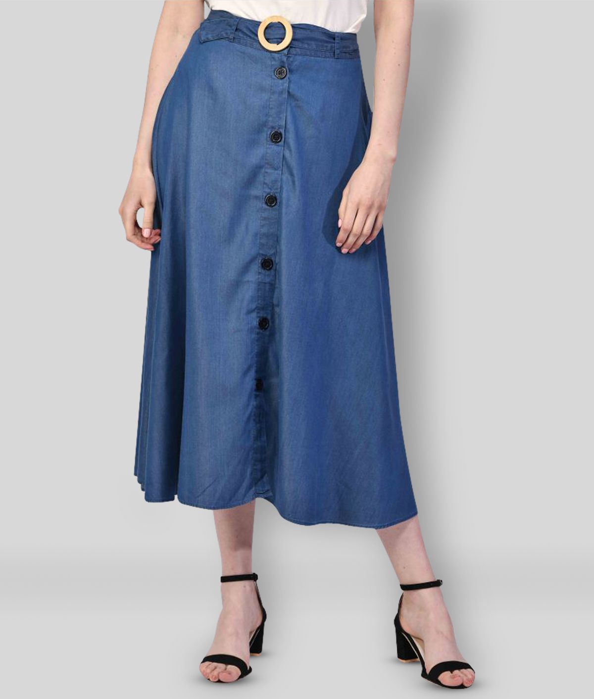 NUEVOSDAMAS - Blue Denim Women's A-Line Skirt ( Pack of 1 )