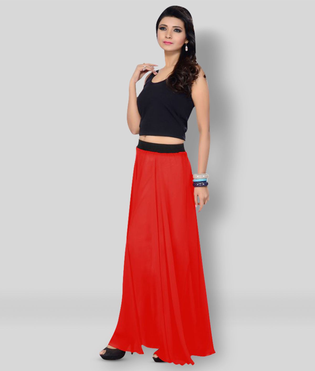     			Sttoffa - Red Georgette Women's A-Line Skirt ( Pack of 1 )