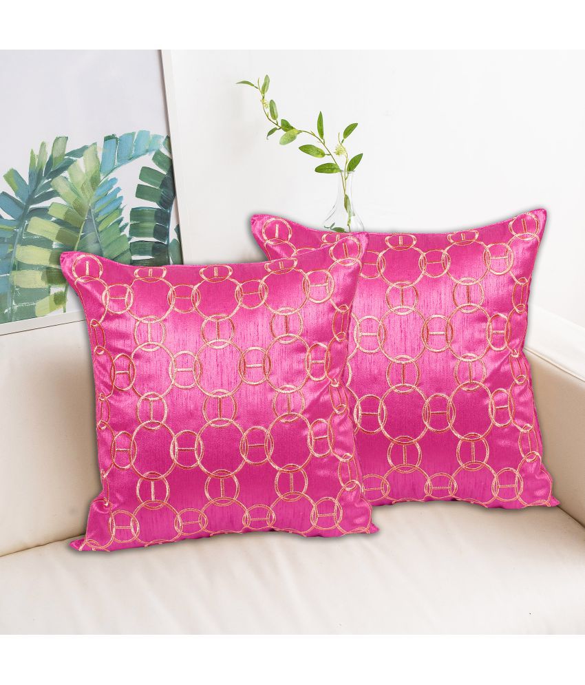     			INDHOME LIFE - Magenta Set of 2 Silk Square Cushion Cover