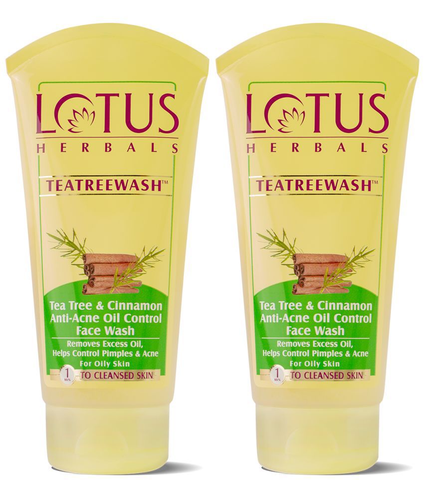     			Lotus Herbals Teatreewash Face Wash, with Tea Tree Oil & Cinnamon, Anti Acne, 120ml (Pack of 2)
