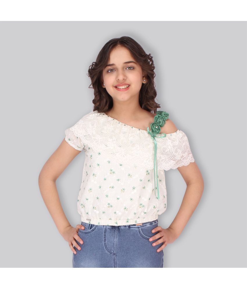     			Cutecumber - Green Georgette Girls Top ( Pack of 1 )