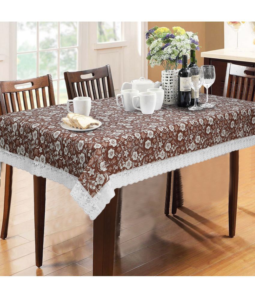     			HOMETALES Brown PVC Table Cover ( Pack of 1 )