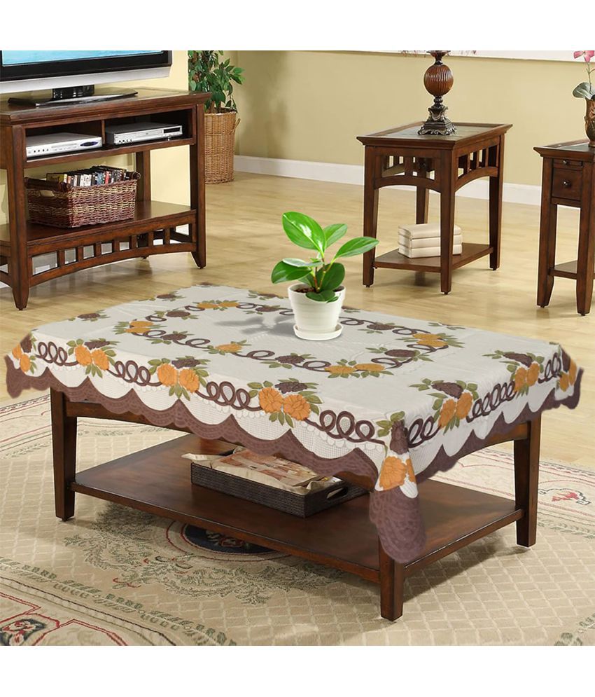     			HOMETALES Brown Polyester Table Cover ( Pack of 1 )