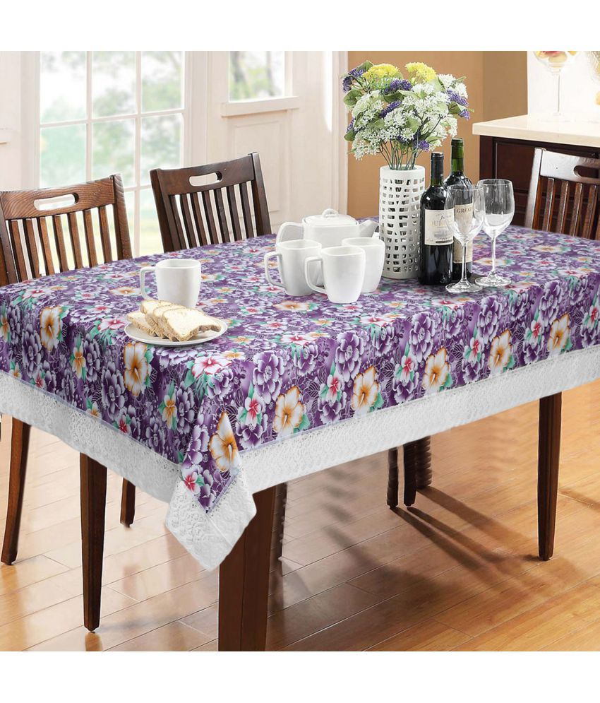     			HOMETALES Purple PVC Table Cover ( Pack of 1 )