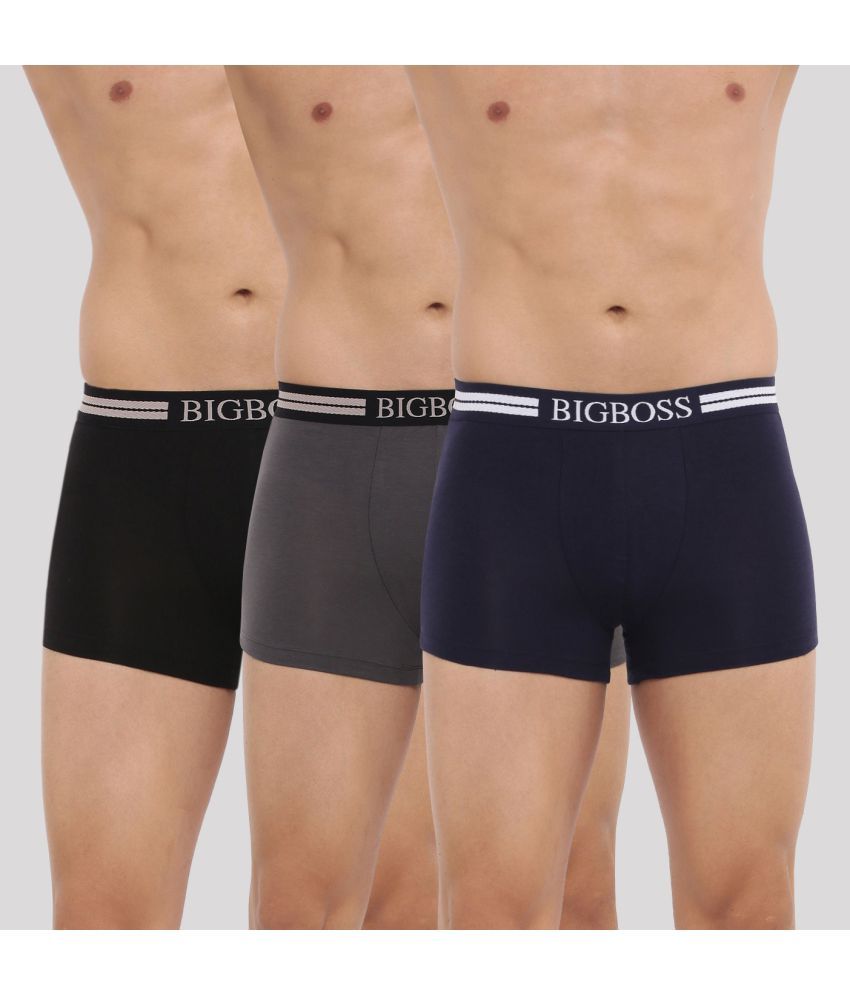     			Pack of 3 Dollar Bigboss Assorted Solid Cotton Blend Men Trunk