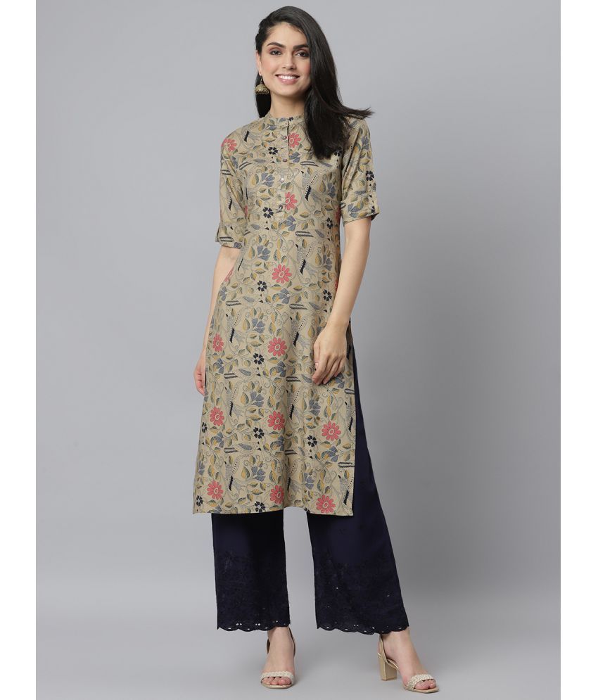     			Stylum - Beige Rayon Women's Straight Kurti ( Pack of 1 )