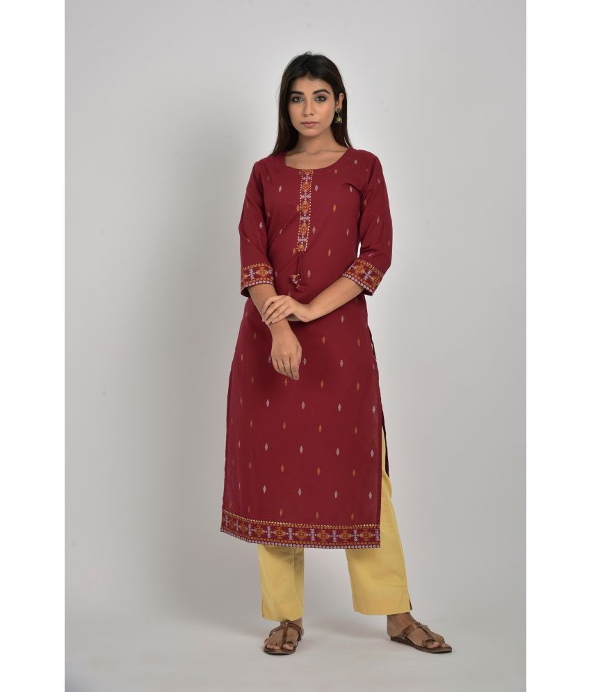     			Swasti - Maroon Cotton Women's Straight Kurti ( Pack of 1 )