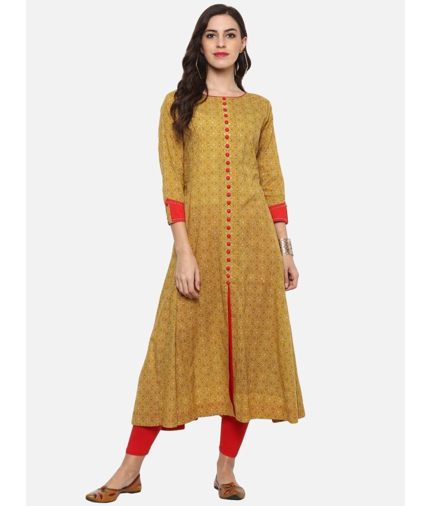     			Yash Gallery - Yellow Cotton Blend Women's A-line Kurti ( Pack of 1 )