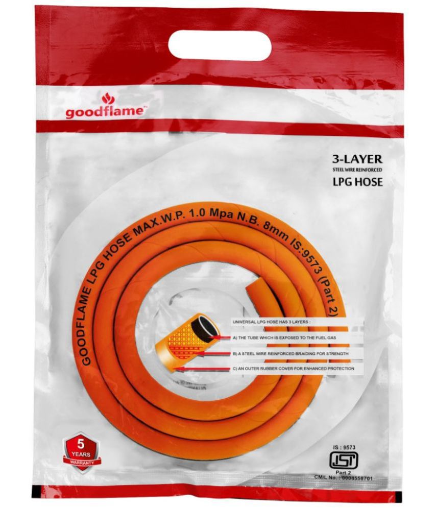     			Goodflame Hose Pipe 1.5 Mtr. With Reinforced Rubber Hose Pipe(Rubber Hose Pipe,Orange)