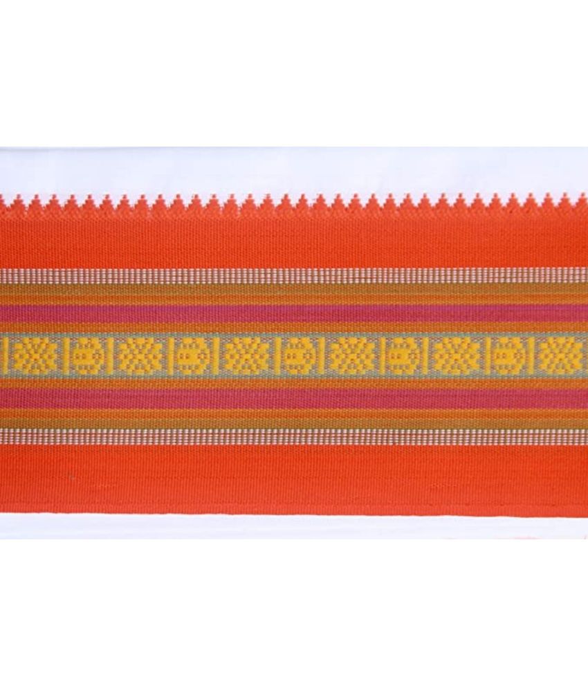 Akhil - Cotton Orange Printed Bath Towel ( Pack of 1 )