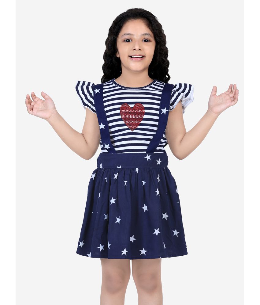     			Naughty Ninos - Navy Rayon Girls Fit And Flare Dress ( Pack of 1 )