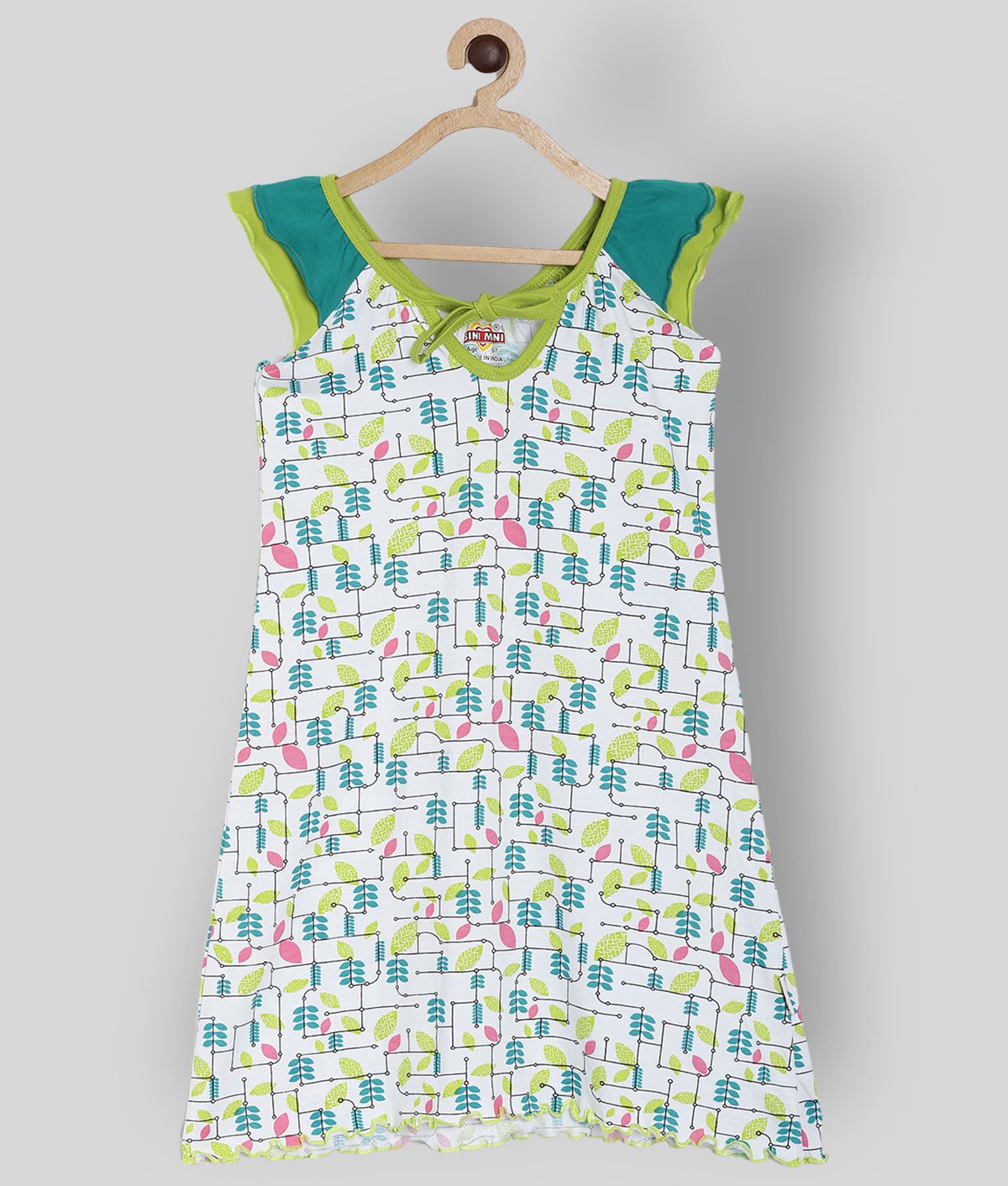     			Sinimini - Lime Green Cotton Girl's A-line Dress ( Pack of 1 )