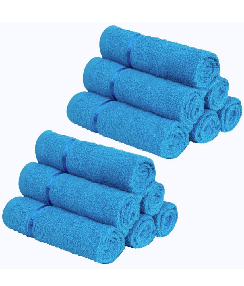Story@Home - Blue Cotton Face Towel ( Pack of 10 )