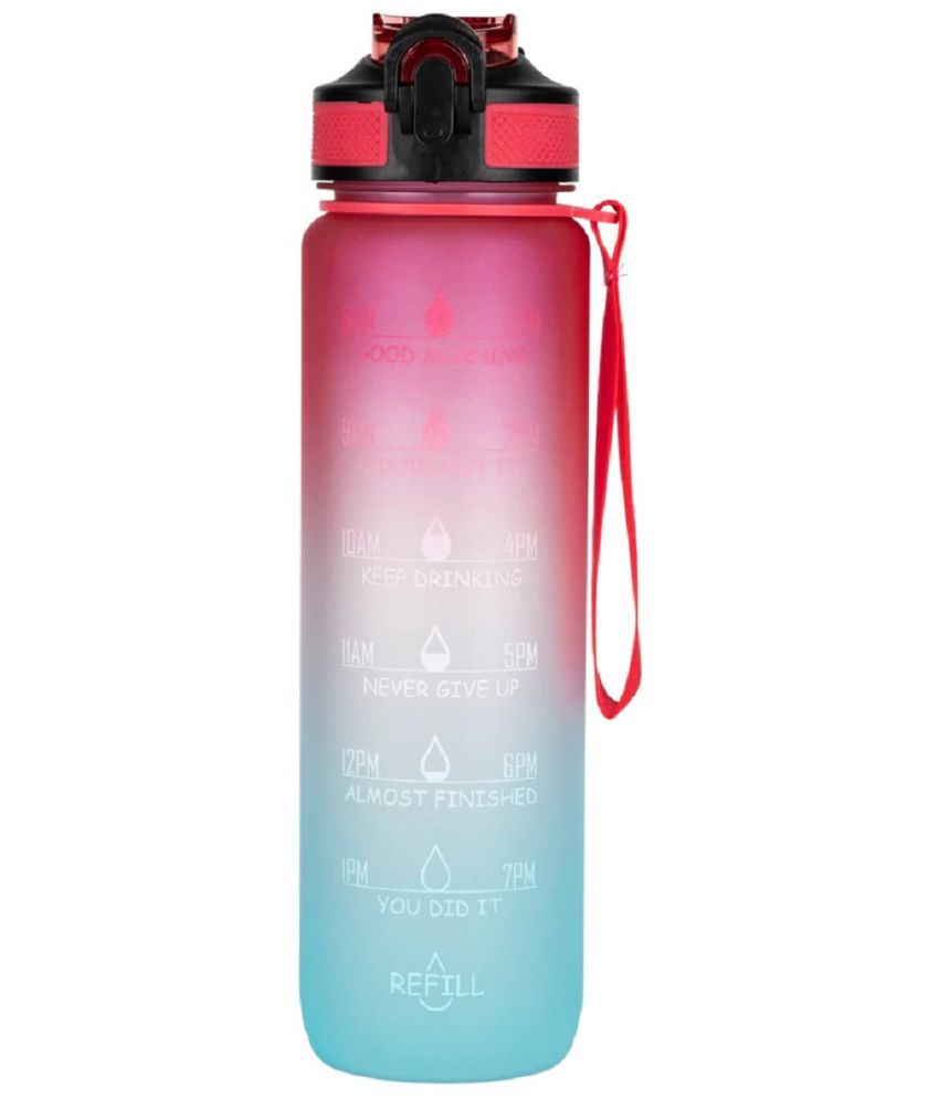     			BD Motivational Time Mark Sports Sipper Multicolour Water Bottle 1000 mL ( Set of 1 )
