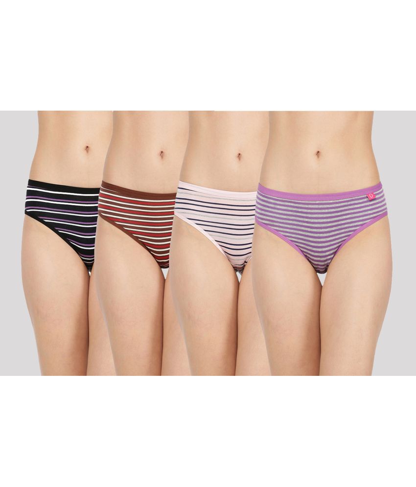     			Dollar Missy - Multi Color Cotton Striped Women's Hipster ( Pack of 4 )