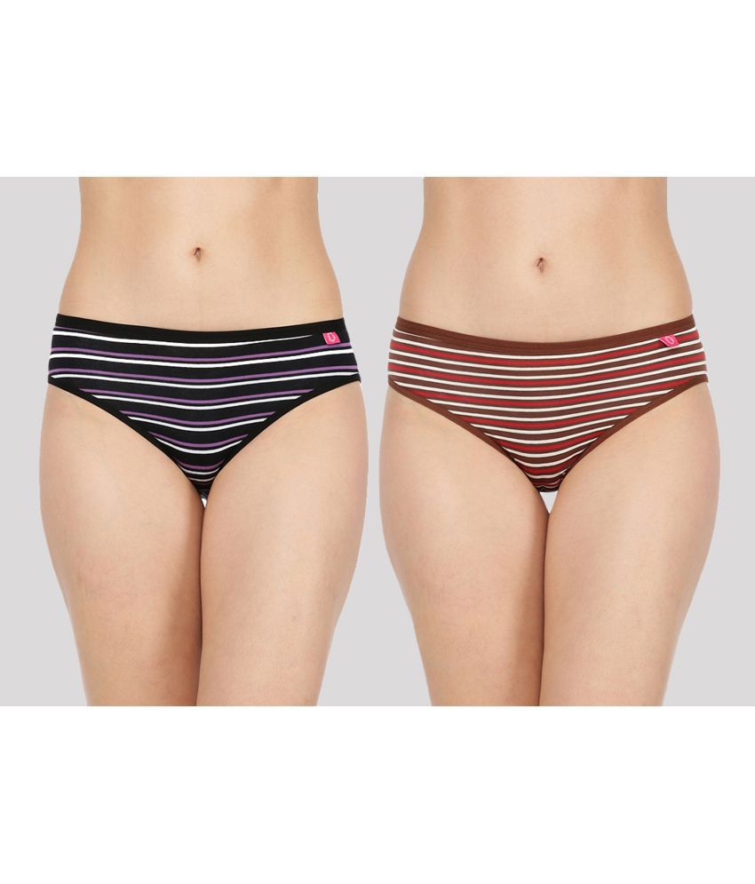     			Dollar Missy - Multi Color Cotton Striped Women's Hipster ( Pack of 2 )