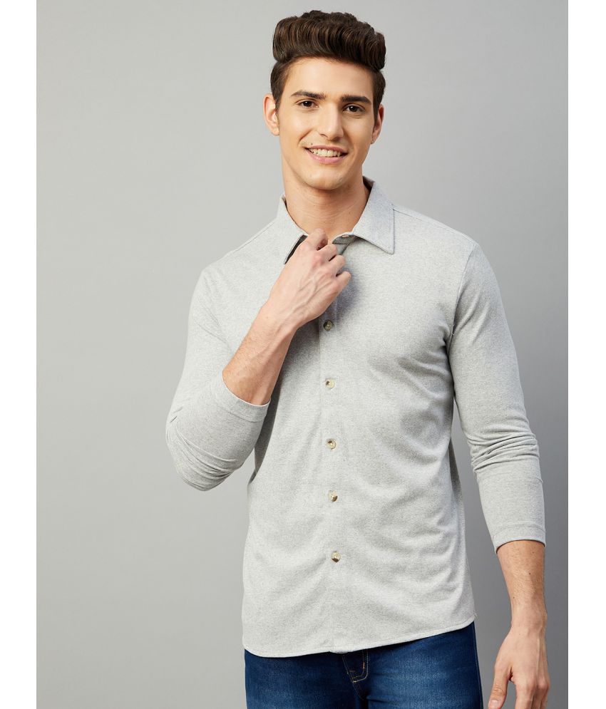 Gritstones - Grey Melange Cotton Blend Regular Fit Men's Casual Shirt ( Pack of 1 )