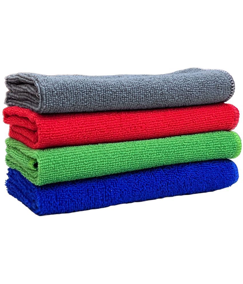 STAMIO Microfiber Cleaning Cloth Towels 280 GSM, 40x40 cm (Set of 4, Multicolor)