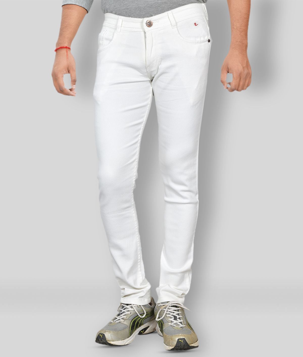     			plounge Skinny Fit Basic Men's Jeans - White ( Pack of 1 )