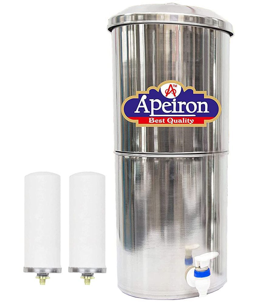     			APEIRON Stainless Steel Water Filter With 2 Candles 18 Ltr Gravity Water Purifier