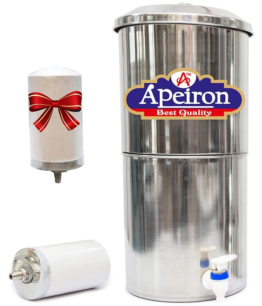     			APEIRON STAINLESS STEEL WATER FILTER WITH 1 CERAMIC CANDLE 16 Ltr Gravity Water Purifier