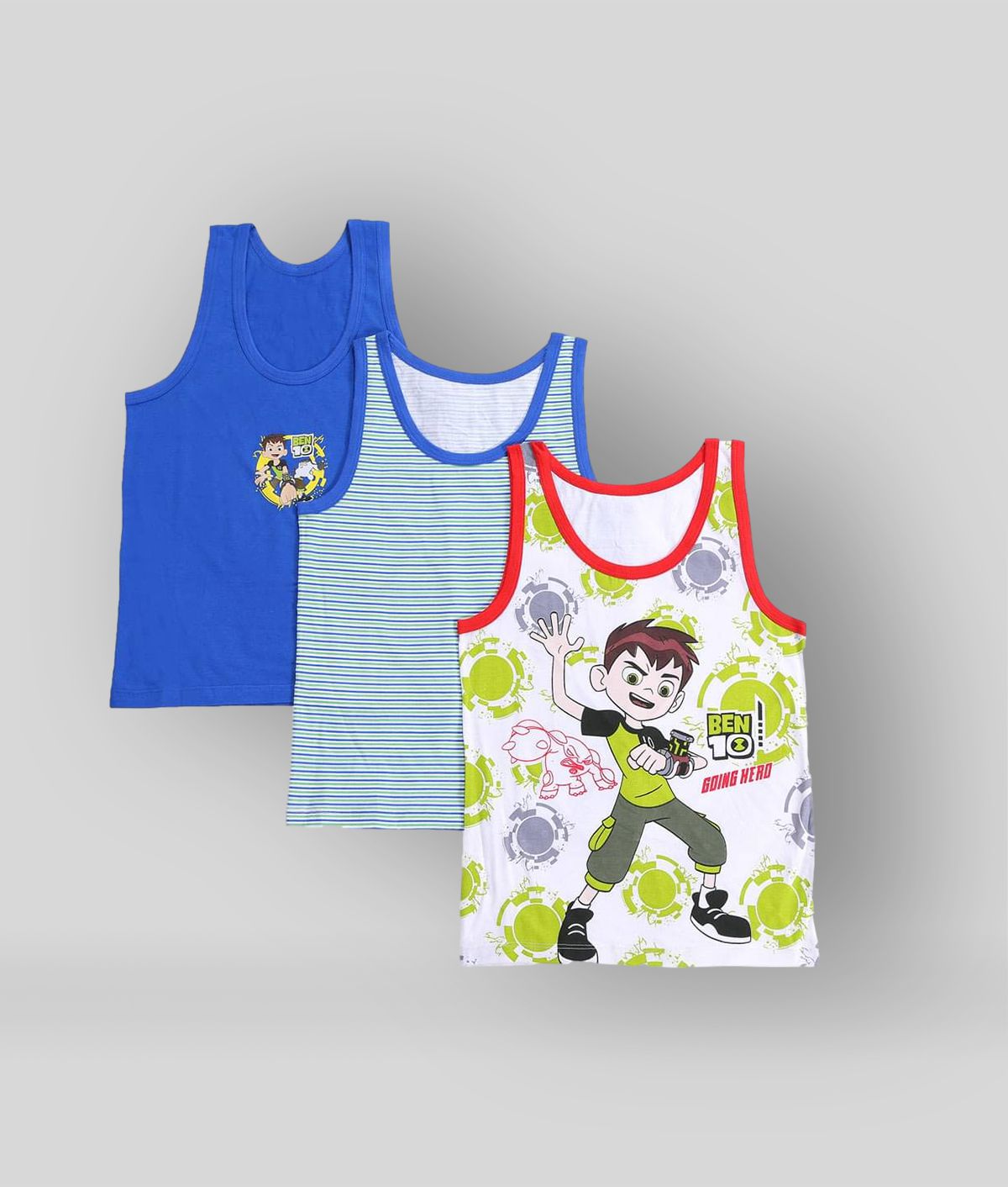    			Bodycare Kids Boys Assorted coloured Benten Printed Vest Pack Of 3