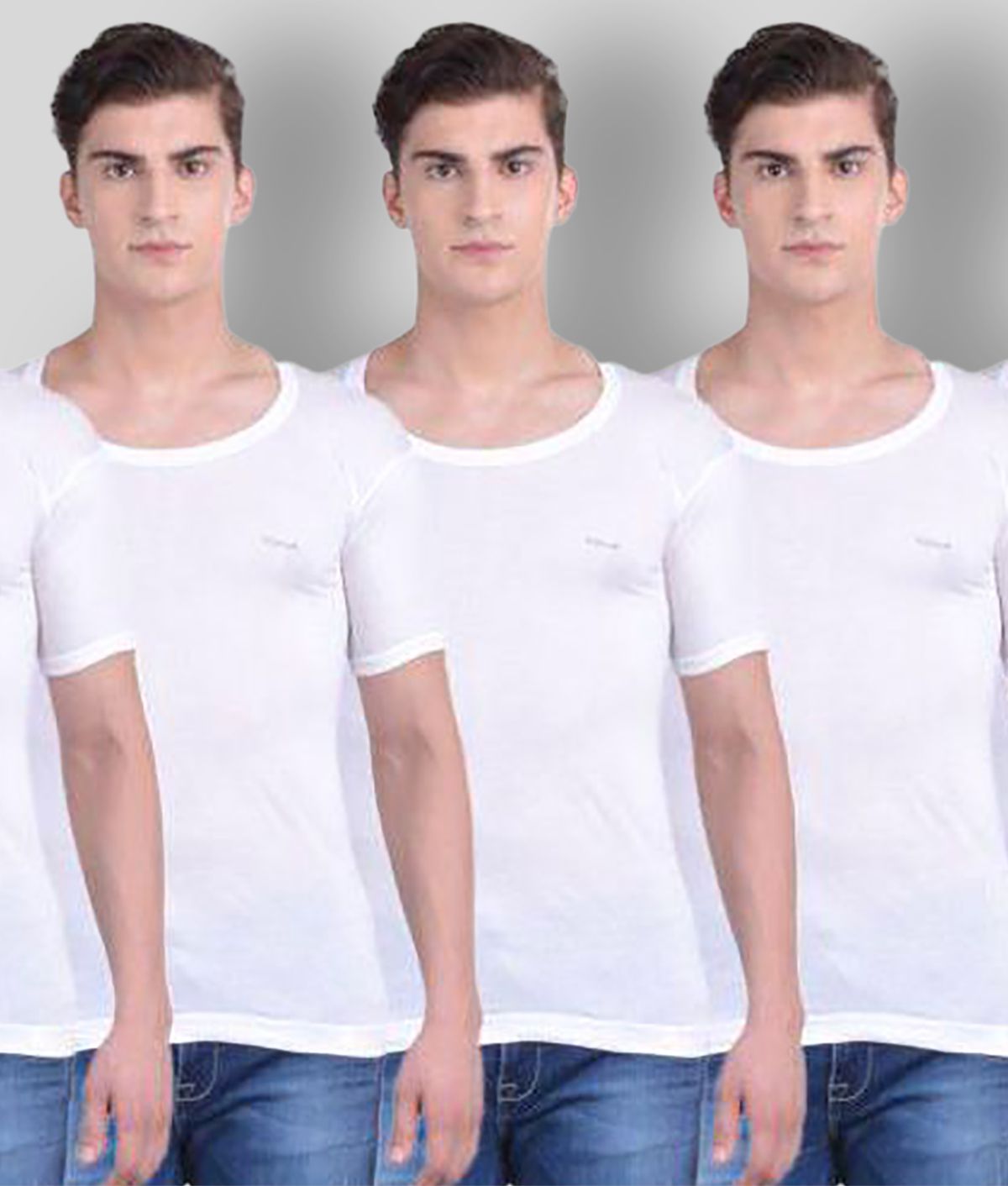 Dollar Bigboss - White Cotton Blend Men's Vest  ( Pack of 5 )