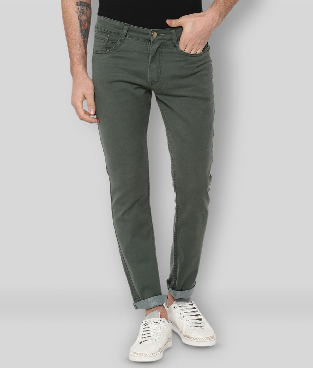     			Urbano Fashion - Green Cotton Blend Slim Fit Men's Jeans ( Pack of 1 )