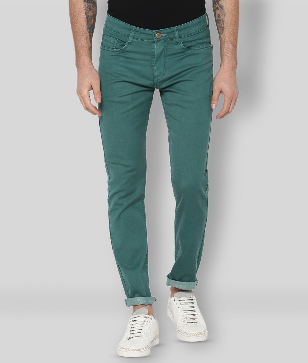     			Urbano Fashion - Green Cotton Blend Slim Fit Men's Jeans ( Pack of 1 )