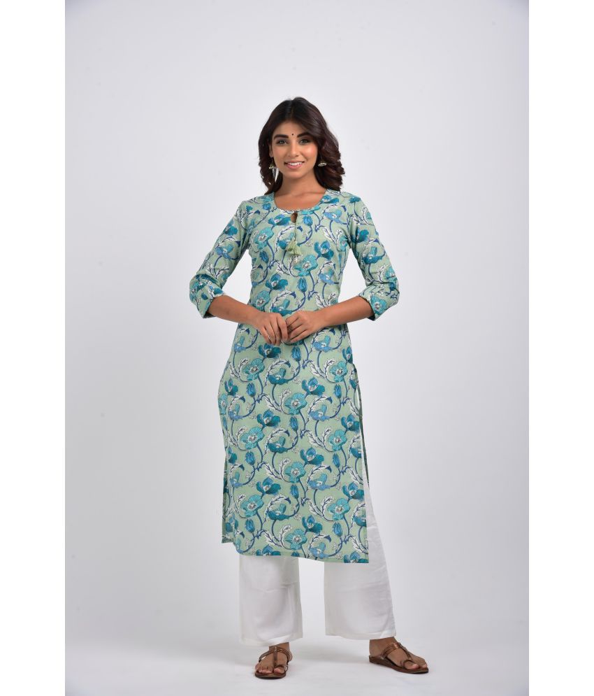     			Swasti - Green Cotton Women's Straight Kurti ( Pack of 1 )