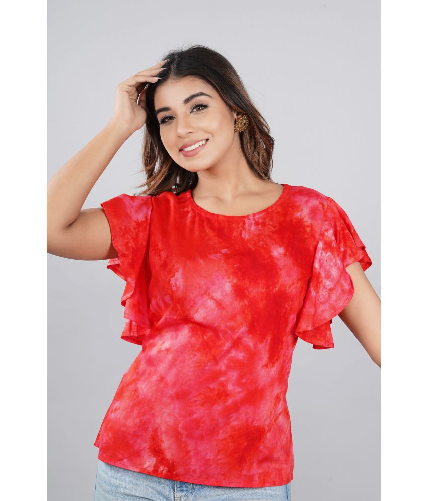 BACHUU - Red Rayon Women's Regular Top ( Pack of 1 )