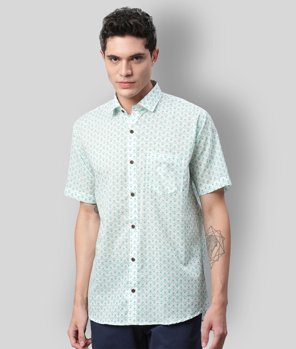     			Millennial Men - White Cotton Regular Fit Men's Casual Shirt (Pack of 1 )