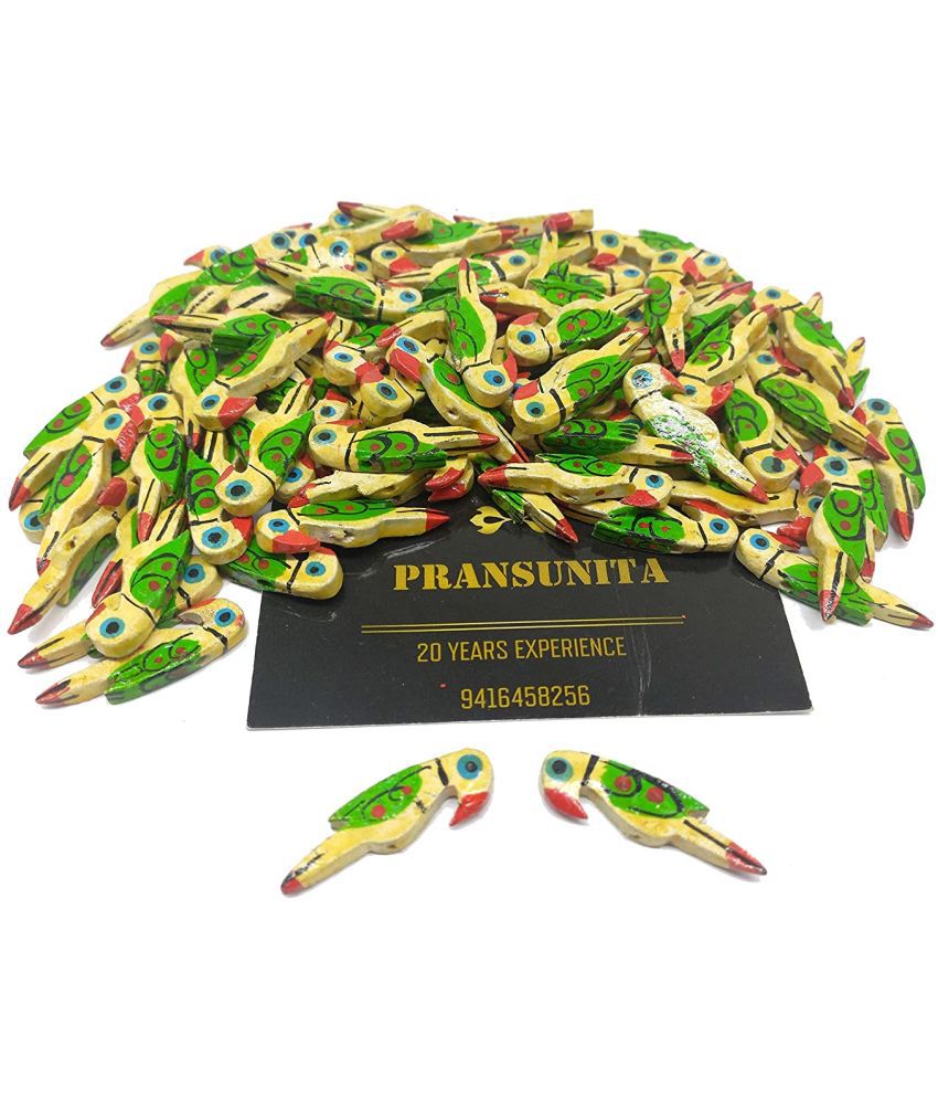     			PRANSUNITA Wooden Parrot Beads (3.5 cm) Used for Art and Crafts, Dresses, Beading, Pendant Jewelry Making, DIY Crafts & School Project etc Pack of 50 - Color - White