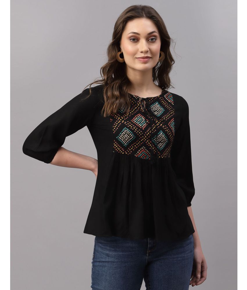     			Selvia - Black Rayon Women's Regular Top ( Pack of 1 )