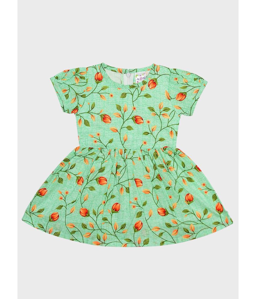     			Me N My CLOSET - Sea Green Cotton Baby Girl Frock ( Pack of 1 )