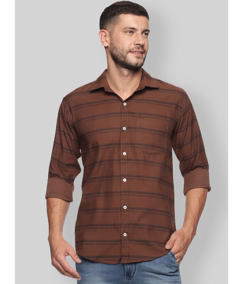 YHA - Brown Cotton Regular Fit Men's Casual Shirt ( Pack of 1 )