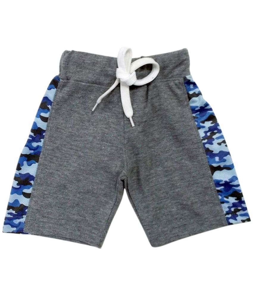 Hopscotch Boys Cotton Camouflage Print Bermudas Shorts In Gray Colour For Ages 4-5 Years (GBN-3586018)