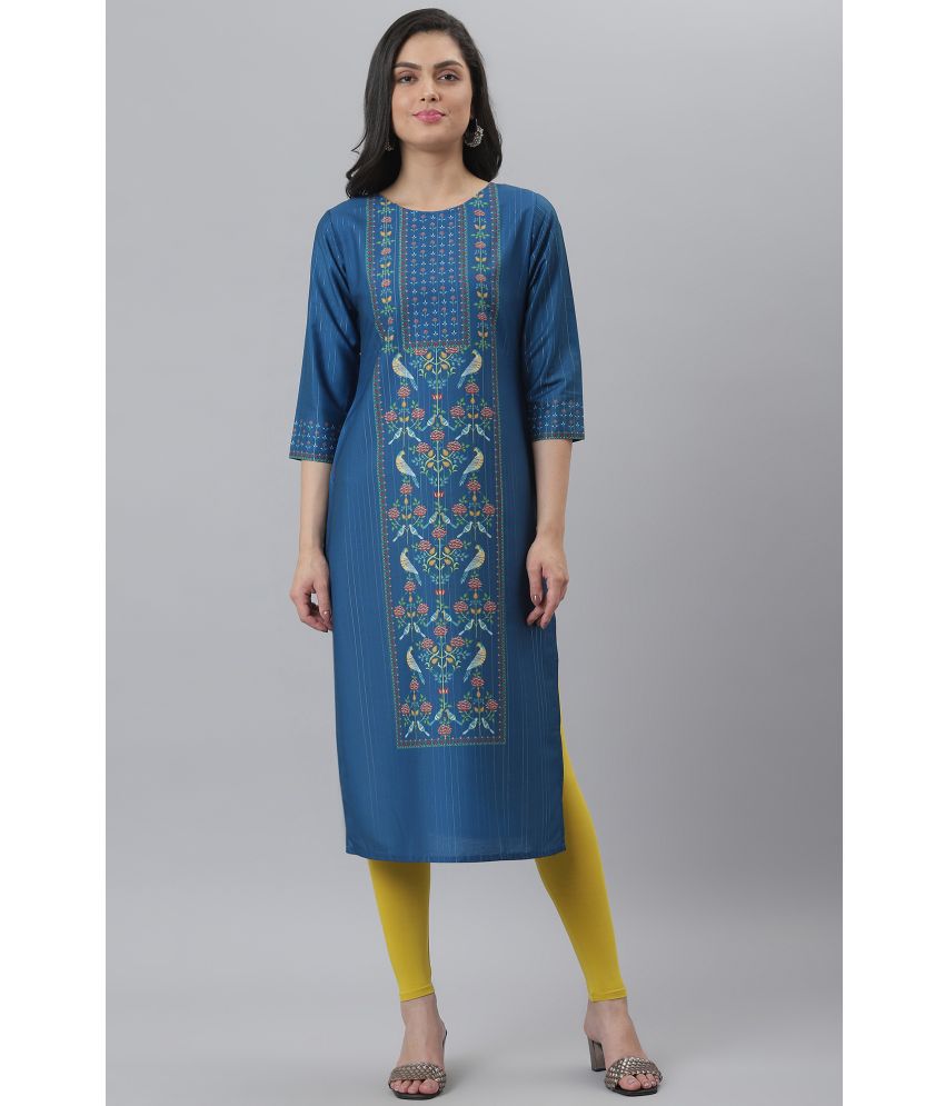    			Fashion Dream - Blue Polyester Women's Straight Kurti ( Pack of 1 )