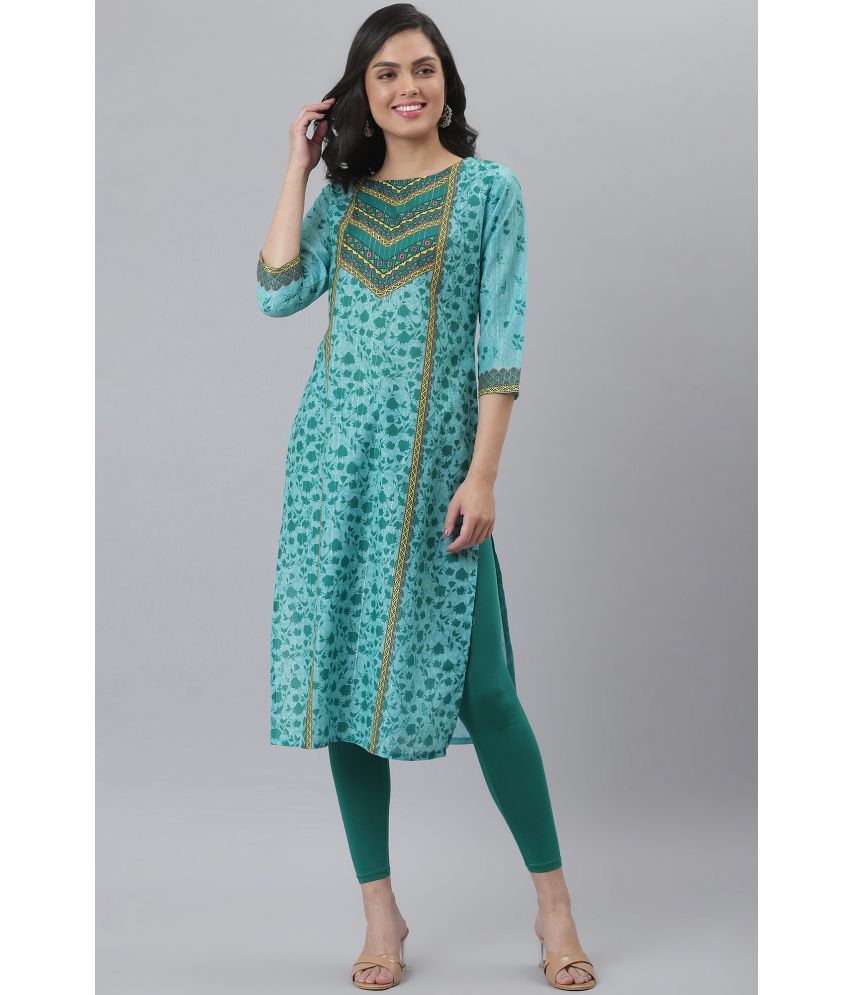     			Fashion Dream - Green Polyester Women's Straight Kurti ( Pack of 1 )