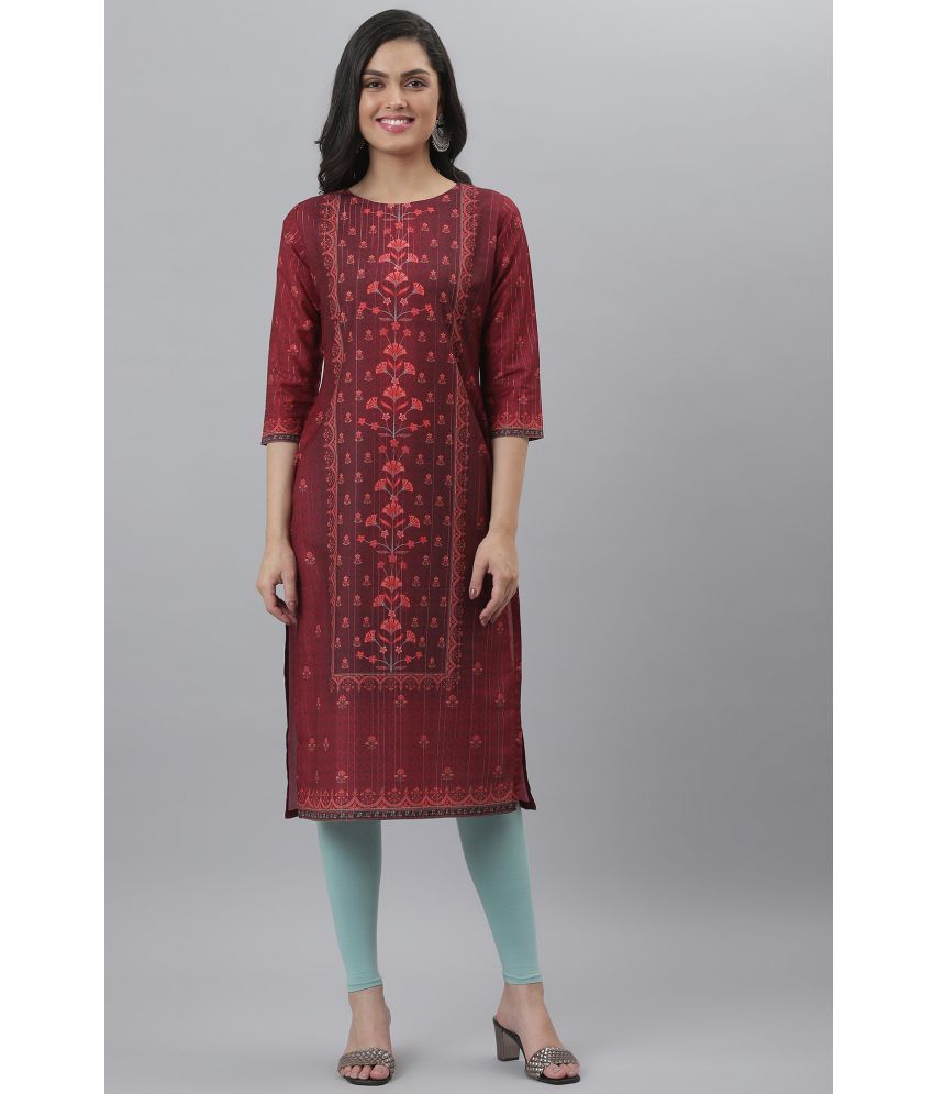     			Fashion Dream - Maroon Polyester Women's Straight Kurti ( Pack of 1 )