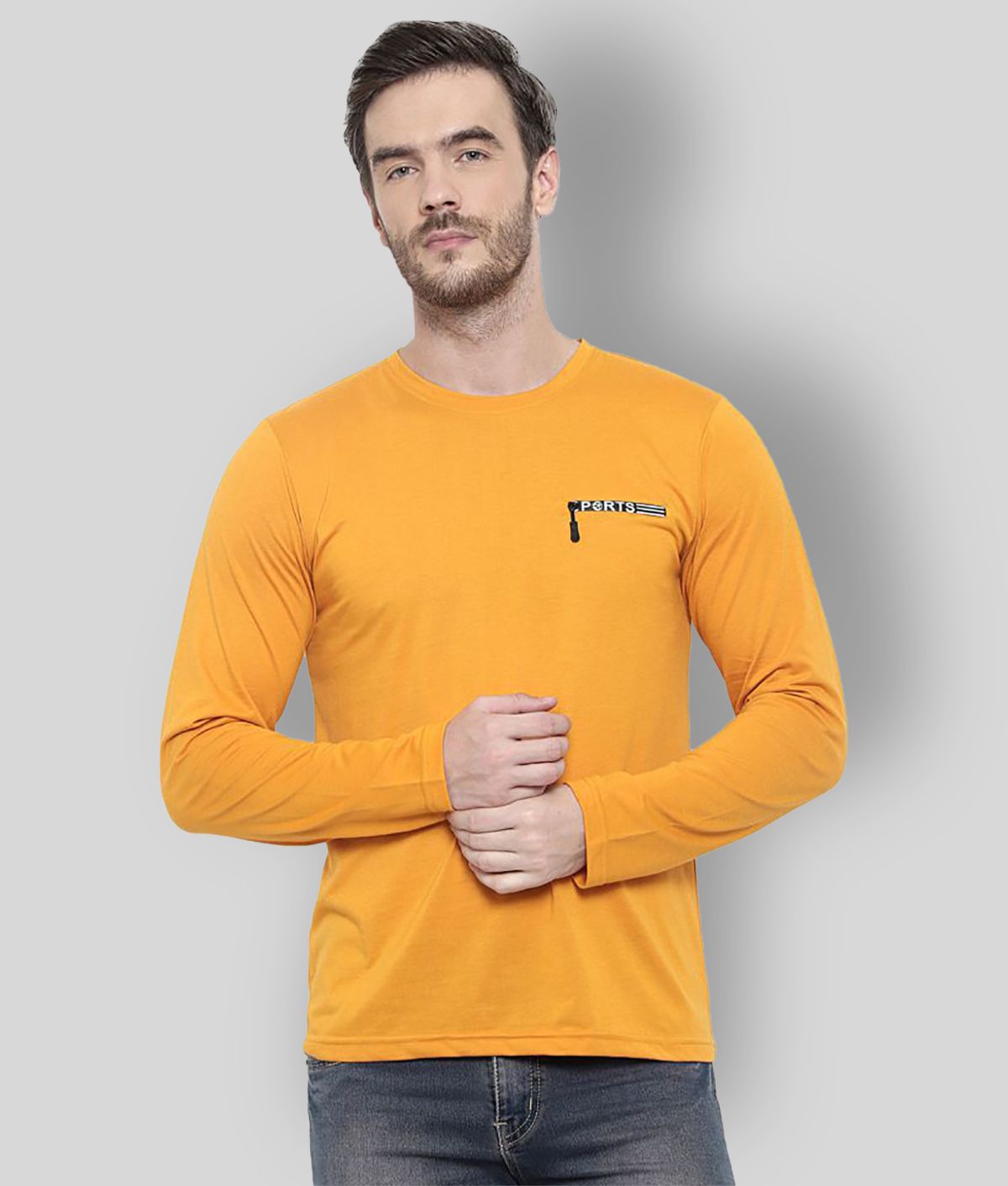     			Glito - Yellow Cotton Blend Regular Fit  Men's T-Shirt ( Pack of 1 )