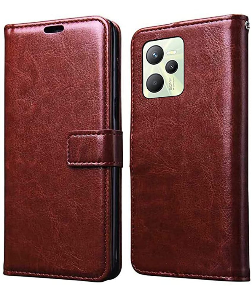     			KOVADO - Brown Flip Cover Compatible For Realme C35 ( Pack of 1 )