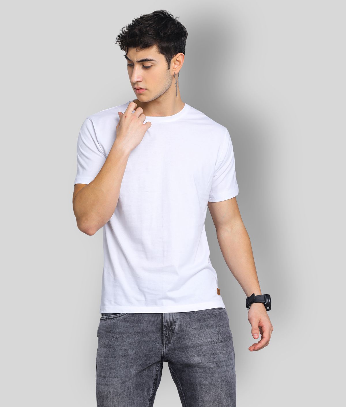     			Paul Street - White Cotton Blend Slim Fit  Men's T-Shirt ( Pack of 1 )