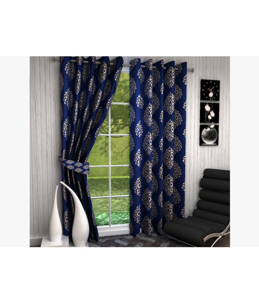     			Koli collections - Blue Polyester Printed Door Curtain ( Pack of 2 )