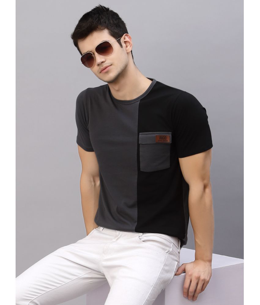     			Rigo - Dark Grey Cotton Slim Fit Men's T-Shirt ( Pack of 1 )
