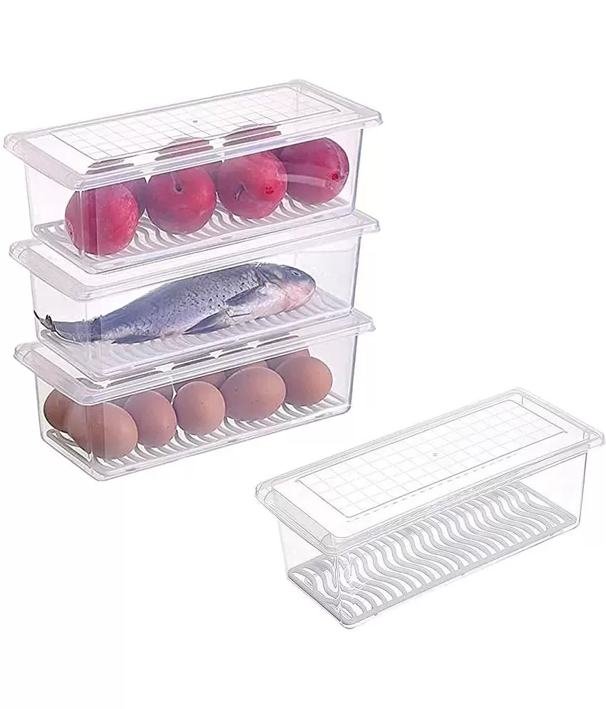 Fridge Organizer Case with Removable Drain Plate, Tray to Keep
