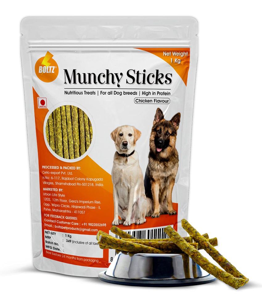 BOLTZ Munchy Sticks for Dogs, for Healthy Teeth and Gums, Chicken Flavor Dog Treats,1 Kg